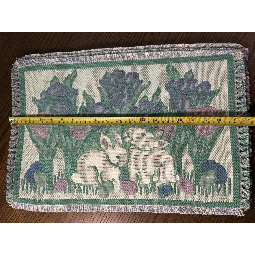Park B Smith Bunny Rabbits & Easter Tulips (4) Needlepoint Tapestry Placemats - Picture 6 of 7